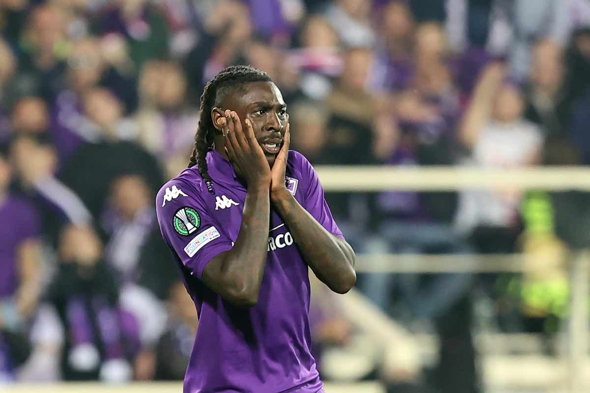 Moise Kean con la maglia della Fiorentina